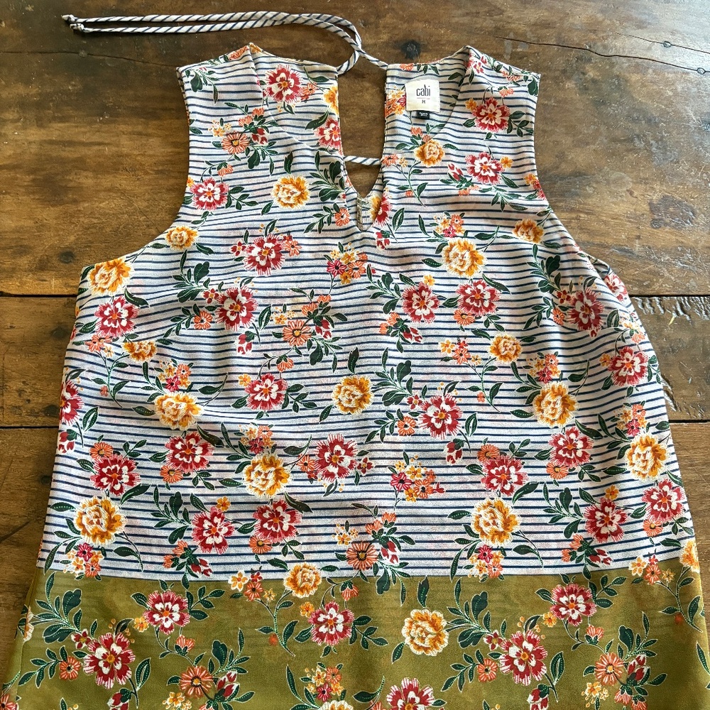 Cabi Penelope Flora Striped Tank, size M, EUC